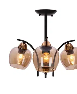 Závěsná lampa MERRA černá 3x40W E27 jantarové stínidlo
