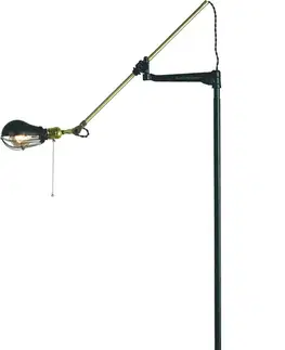 Estila Polohovatelná stojací lampa Vidar ve zlatém moderním provedení s černým otočným kovovým ramenem 200cm