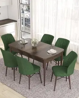 Extendable Dining Table & Chairs Set (7 Pieces) Eva - Baroque, Khaki