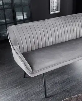Estila Moderní lavice Vittel v šedém provedení z mikrovlákna s černými nožičkami 160cm