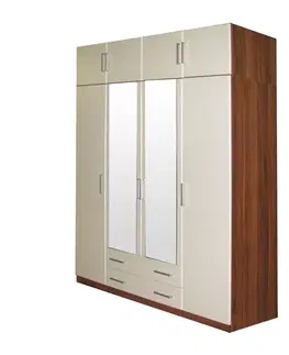 Skříň ESO 4dveřová 61540 ořech/bílá