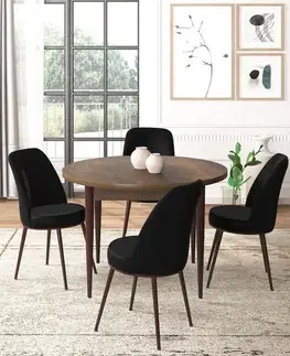 Dining Table & Chairs Set (5 Pieces) Tor - Baroque, Black