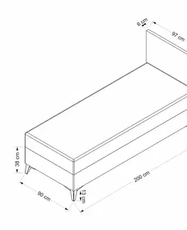Rám jednolůžkové postele s čelem Abella 90 x 190 - Grey