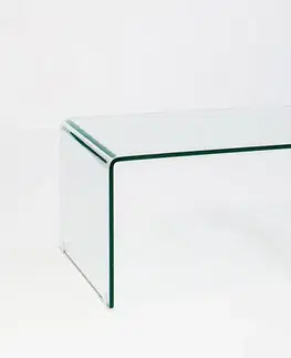 Estila Designový obdélníkový skleněný průhledný konferenční stolek Ghost s oblými rohy 110 cm