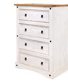 Komoda 4 zásuvky CORONA bílý vosk