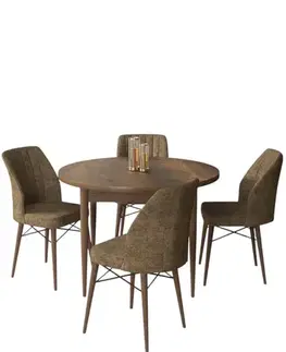 Dining Table & Chairs Set (5 Pieces) Rox - Baroque, Brown