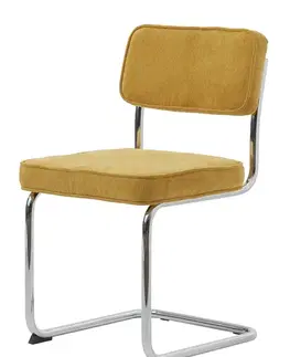Estila Jídelní židle Bente, žlutý manšestr, chrom