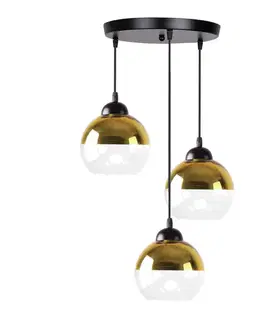 Závěsná lampa Contessa, černá, 3x40, E27, zlaté stínidlo