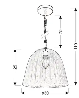 Modrá skleněná závěsná lampa Váza