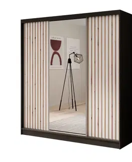 ArtAdrk Šatní skříň IDA | černá/bílá 200 cm