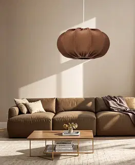 Skandinávská závěsná lampa CAFEE' s moka hnědým stínidlem 52 cm - minimalistické stropní osvětlení v japonském stylu E27