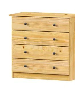 Komoda - 4 zásuvky 817K lak, kovové úchytky