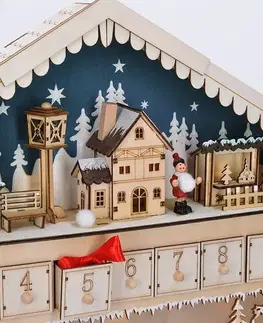 Solight LED adventní kalendář  horská chata, 10x LED, 50x40cm, 2x AA