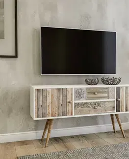 Televizní stolek Odense White and Walnut