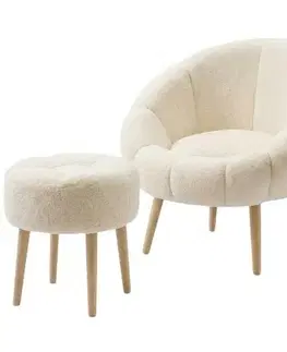 Křeslo s taburetem Chair & Pouf Cream