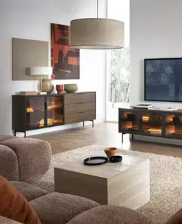 ArtLas Vitrína NAIRE 2D2S 91 s LED osvětlením | dub dunin