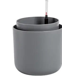 Plastia Samozavlažovací květináč Tolita šedá, pr. 19 cm, pr. 19 cm
