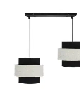 Závěsná lampa Benta černá, 2x40W, stínidlo E27, černá+krémová