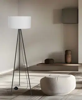 Stojací lampa SHANTI černá 1x40W E27 stínidlo šedé