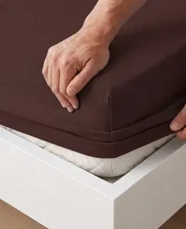 4Home Jersey prostěradlo IDEAL tmavě hnědá, 90–100 x 200 cm, 90–100 x 200 cm