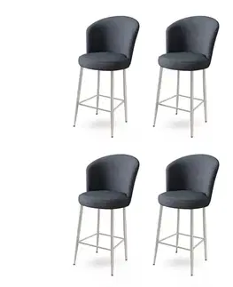 Bar Stool Set (4 Pieces) Alte - Anthracite, Chrome
