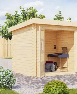 Dřevěný zahradní domek BASTRUP 2 s přístavkem Lanitplast