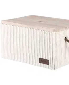 Autronic Sada 5 látkových úložných boxů, krémová