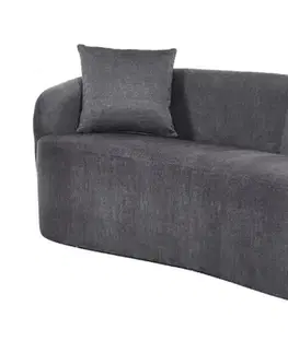 Estila Moderní designová oválná sedačka Magritte organického tvaru se sametovým potahem v šedé barvě se dvěma polštáři 178 cm
