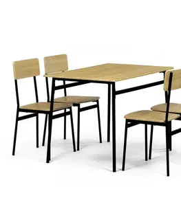 Jídelní set Industrial se 4 židlemi, 110 x 70 x 76 cm, divoký dub