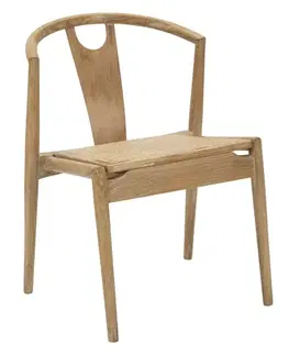 Estila Designová venkovská židle Camille z masivního dřeva s ratanovým výpletem v hnědé barvě 56 cm