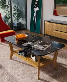 Estila Luxusní moderní konferenční stolek Tallin s mramorovou deskou 120 cm