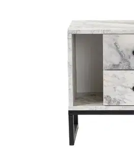 Noční stolek Glimmer - Fressia Marble, Black