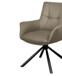 Estila Moderní industriální otočná jídelní židle Mariposa s hnědosivým koženým potahem v odstínu taupe 86 cm