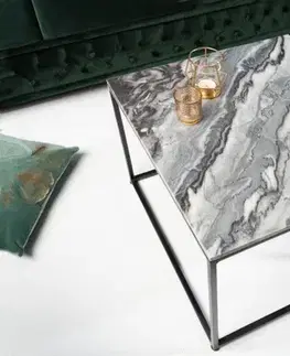 Estila Art-deco designový konferenční stolek Elements Gris z leštěného mramoru 50cm