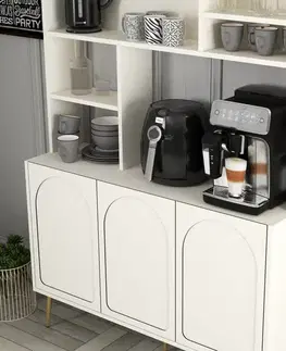 Coffee Bar Cabinet Lyon 120 - Cream, Gold