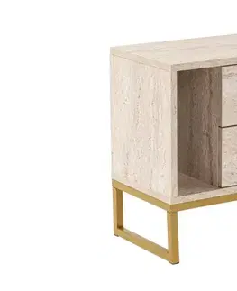 Noční stolek Glimmer - Travertine, Gold