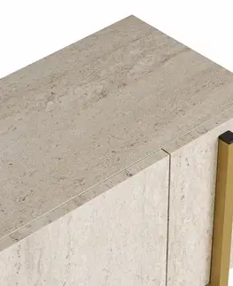Televizní stolek Glamour - Travertine, Gold, 