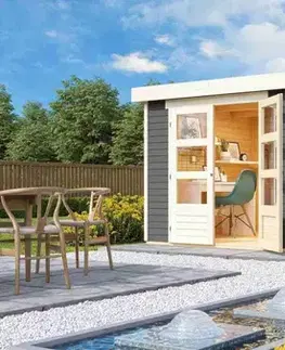 Dřevěný zahradní domek ASKOLA 3,5 s přístavkem 280 Lanitplast