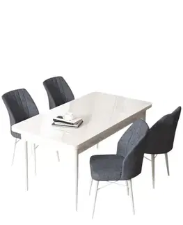 Dining Table & Chairs Set (5 Pieces) Arp - White, Fume