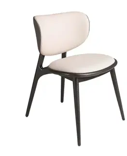 Estila Luxusní designová jídelní židle Forma Moderna s šedým dubovým rámem a béžovým koženým potahem 54 cm