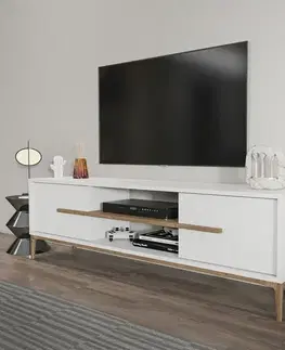 Televizní stolek Eslem White and Walnut