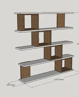 Knihovna Wind - White, Walnut