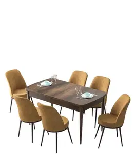 Extendable Dining Table & Chairs Set (7 Pieces) Zen - Baroque, Cappuccino