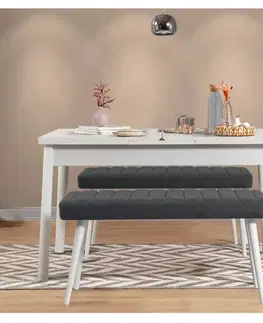 Jídelní set s rozkládacím stolem a lavicí (3 kusy) Santiago 1053 - White, Anthracite