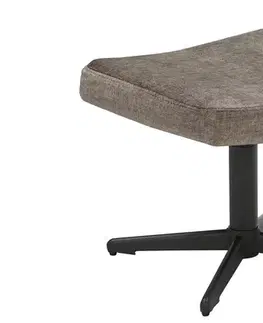 Estila Designová moderní čalouněná otočná podnožka Krespa se sametovým potahem v hnědošedém odstínu taupe 45 cm