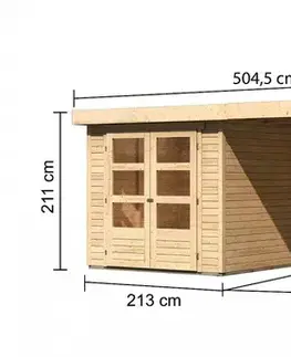 Dřevěný zahradní domek ASKOLA 2 s přístavkem 280 Lanitplast