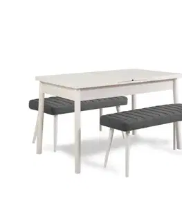Jídelní set s rozkládacím stolem a lavicí (3 kusy) Santiago 1053 - White, Anthracite