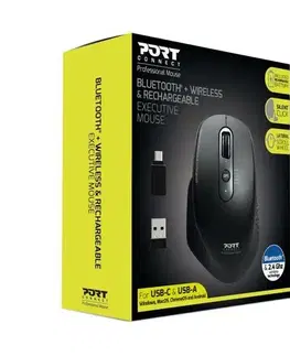 PORT CONNECT bezdrátová nabíjecí myš combo, , černá