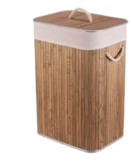 Bambusový prádelní koš s víkem ZEN, hnědá
