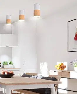 Stropní svítidlo bílé/dřevěné GU10 25W trubice
